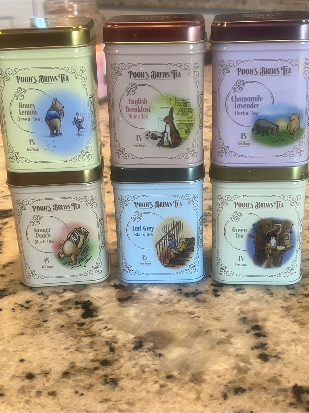 Pooh's Brews Tea Assorted Pastel Tin Gift Set - Multi-Color (Empty/tea not inc.)